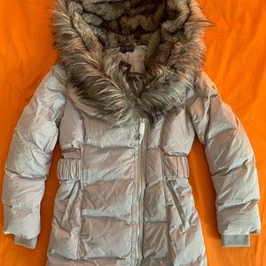 GUESS Joanna Long Puffer Jacket Mountain Grey in S